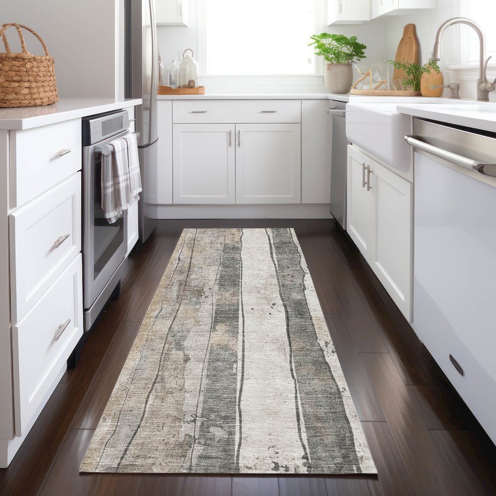Machine Washable Indoor/Outdoor Chantille Putty 2'3" x 7'6" Runner Rug. Picture 5
