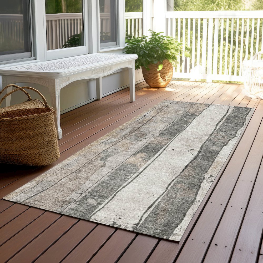 Machine Washable Indoor/Outdoor Chantille Putty 2'3" x 7'6" Runner Rug. Picture 6