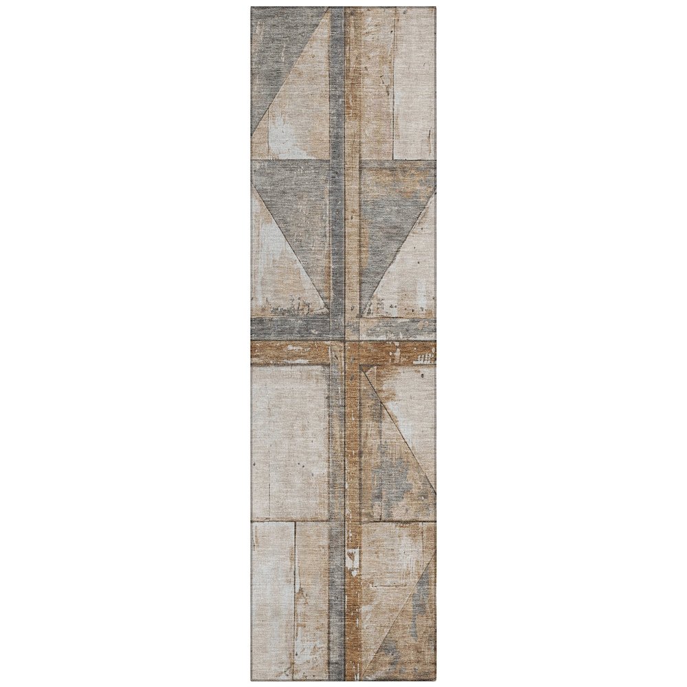 Machine Washable Indoor/Outdoor Chantille Copper 2'3" x 7'6" Runner Rug. Picture 1