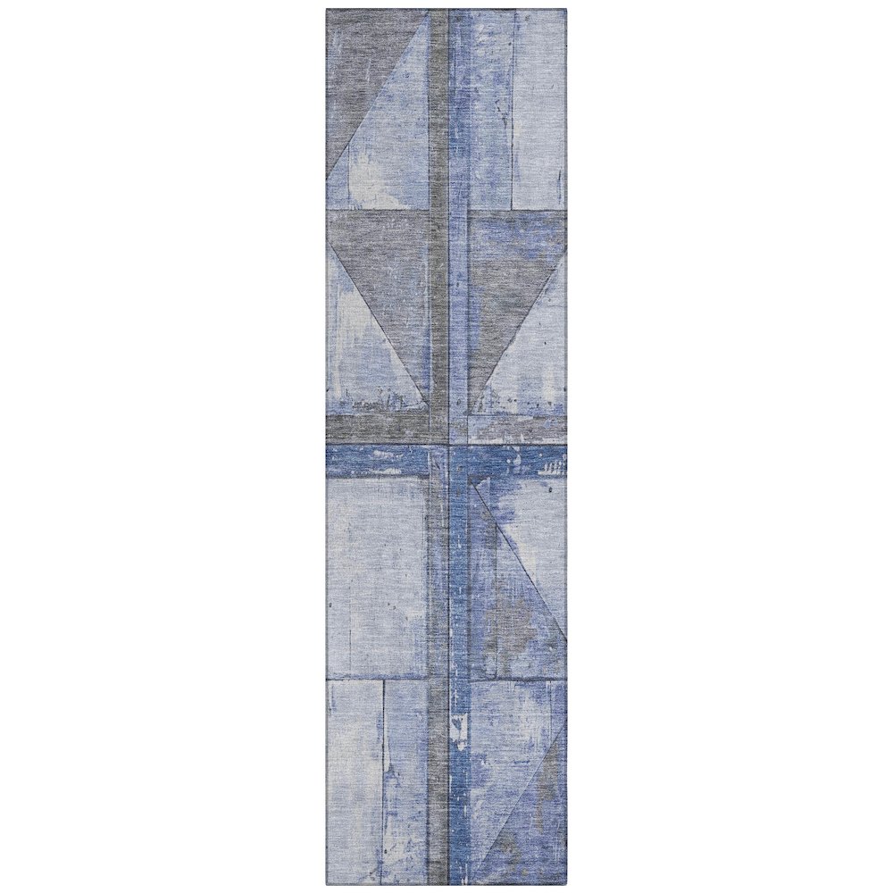 Machine Washable Indoor/Outdoor Chantille Denim 2'3" x 7'6" Runner Rug. Picture 1