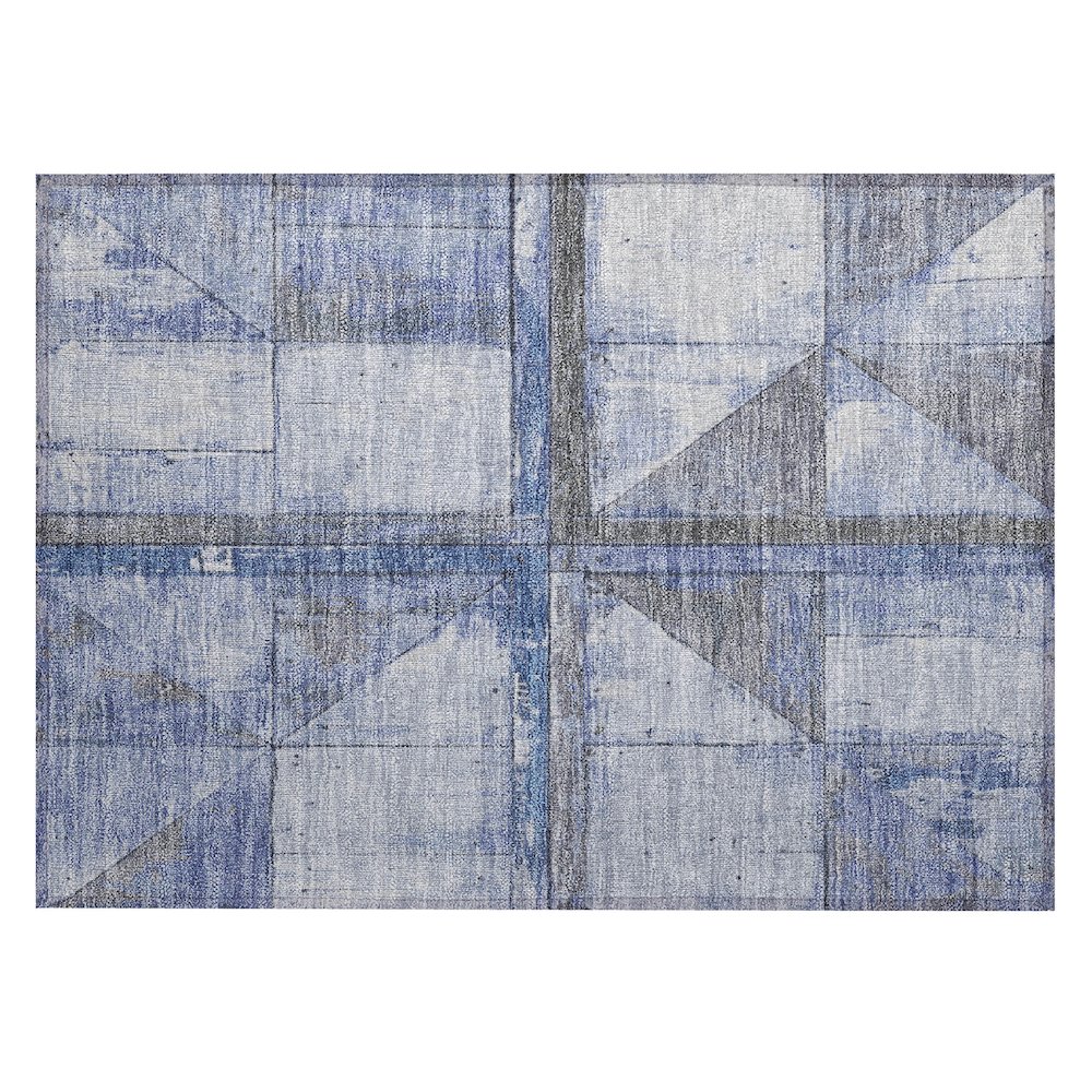 Machine Washable Indoor/Outdoor Chantille Denim 1'8" x 2'6" Rug. Picture 1