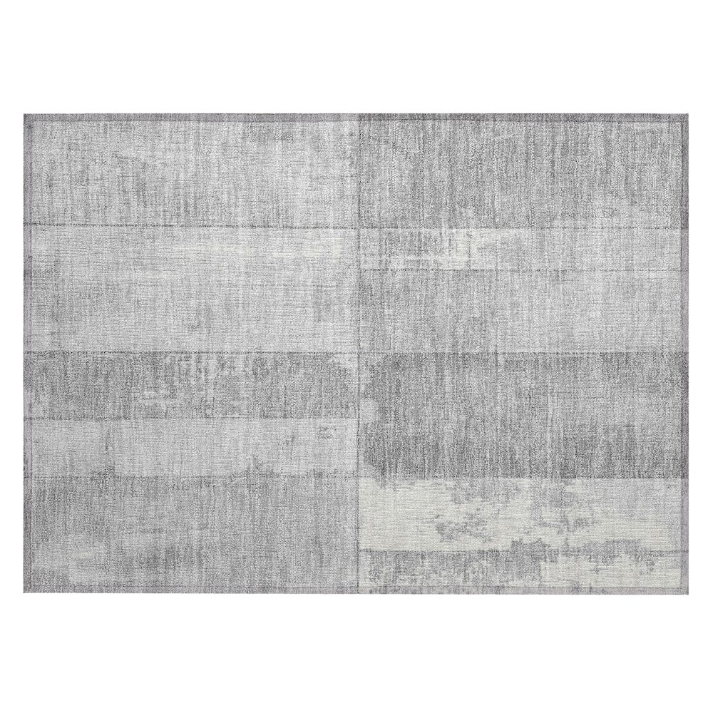 Machine Washable Indoor/Outdoor Chantille Gray 1'8" x 2'6" Rug. Picture 1