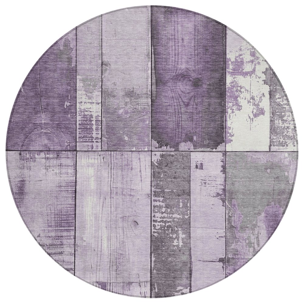 Machine Washable Indoor/Outdoor Chantille Purple 8' x 8' Round Rug. Picture 1