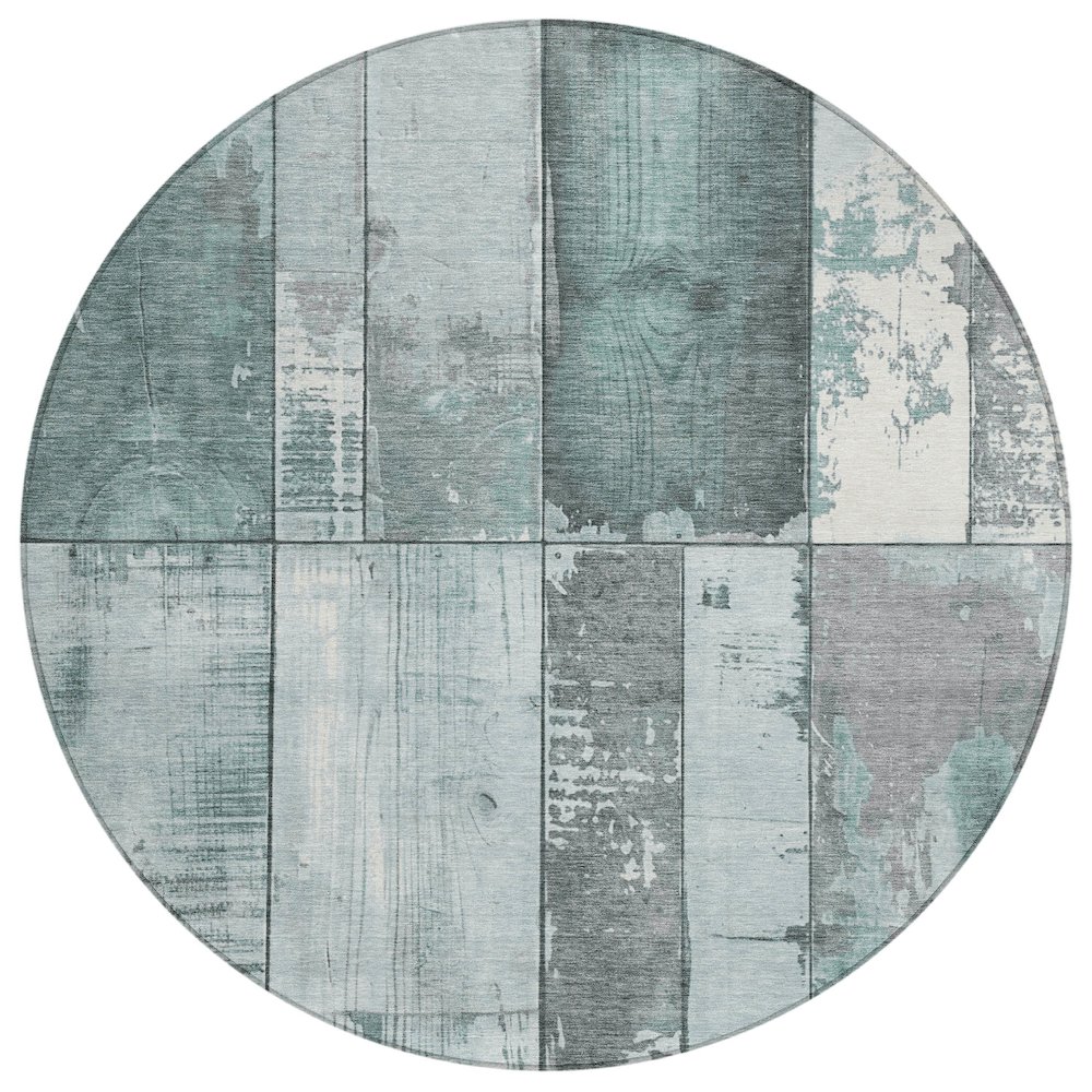 Machine Washable Indoor/Outdoor Chantille Seafoam 8' x 8' Round Rug. Picture 1