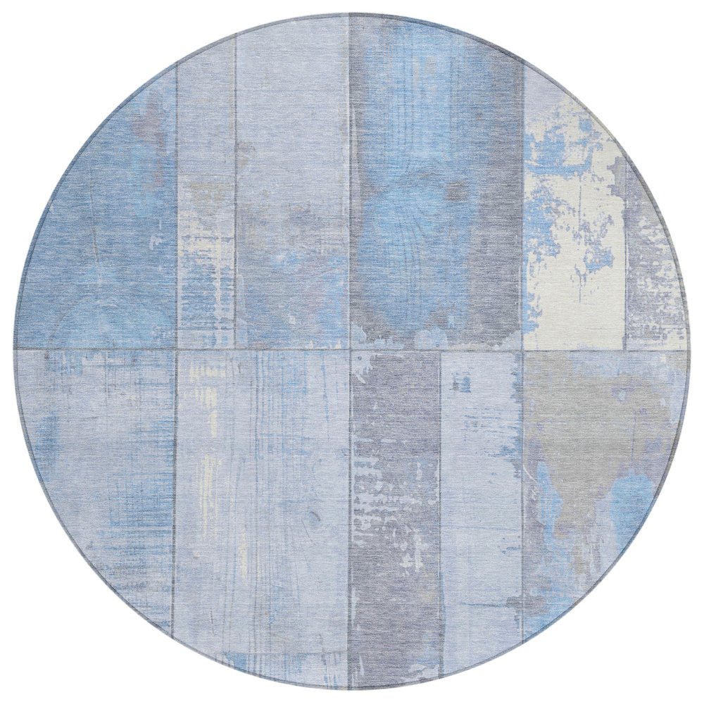 Machine Washable Indoor/Outdoor Chantille Sky 8' x 8' Round Rug. Picture 1