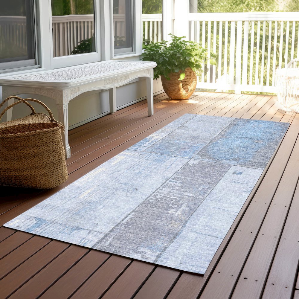 Machine Washable Indoor/Outdoor Chantille Sky 2'3" x 7'6" Runner Rug. Picture 6