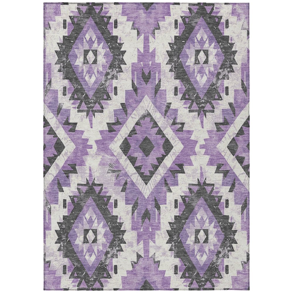 Machine Washable Indoor/Outdoor Chantille Purple 2'6" x 3'10" Rug. Picture 1