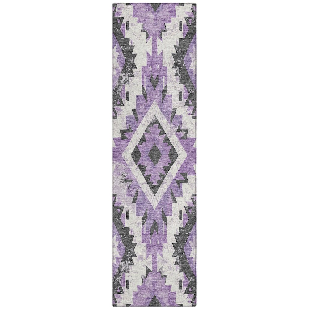Machine Washable Indoor/Outdoor Chantille Purple 2'3" x 7'6" Runner Rug. Picture 1