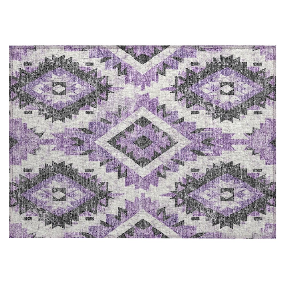 Machine Washable Indoor/Outdoor Chantille Purple 1'8" x 2'6" Rug. Picture 1
