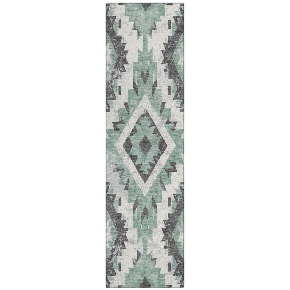 Machine Washable Indoor/Outdoor Chantille Seafoam 2'3" x 7'6" Runner Rug. Picture 1