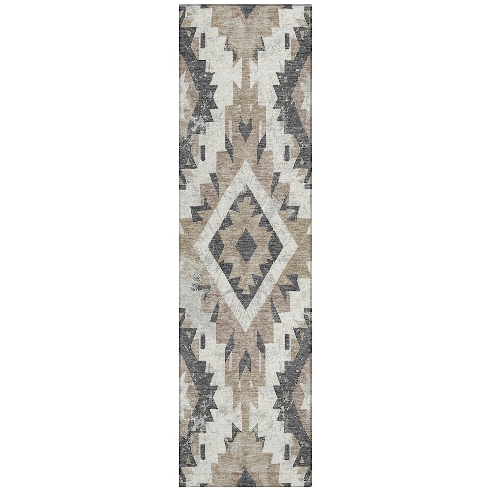 Machine Washable Indoor/Outdoor Chantille Taupe 2'3" x 7'6" Runner Rug. Picture 1