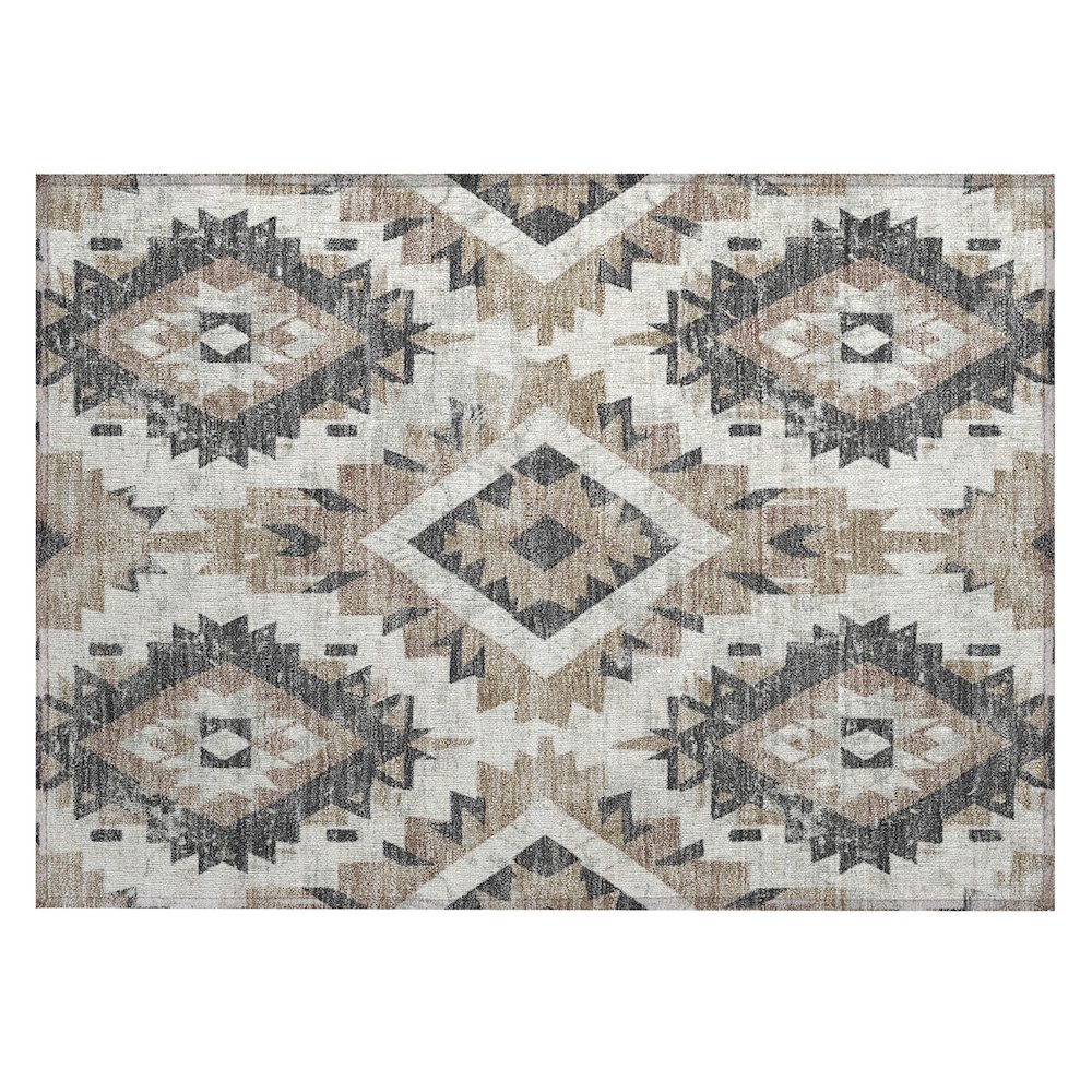 Machine Washable Indoor/Outdoor Chantille Taupe 1'8" x 2'6" Rug. Picture 1