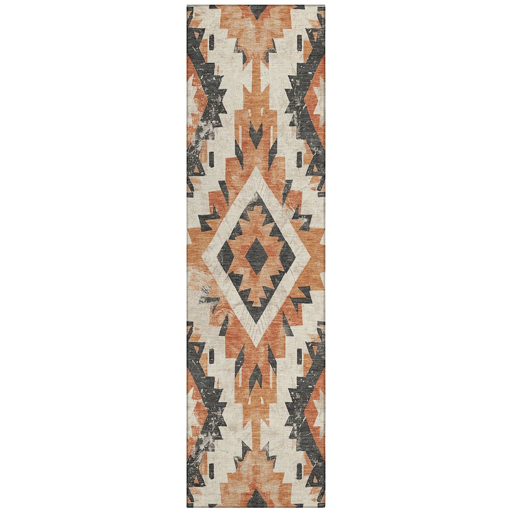 Machine Washable Indoor/Outdoor Chantille Terracotta 2'3" x 7'6" Runner Rug. Picture 1