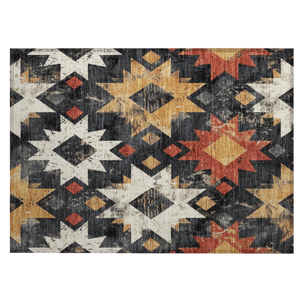 Machine Washable Indoor/Outdoor Chantille Black 1'8" x 2'6" Rug. Picture 1