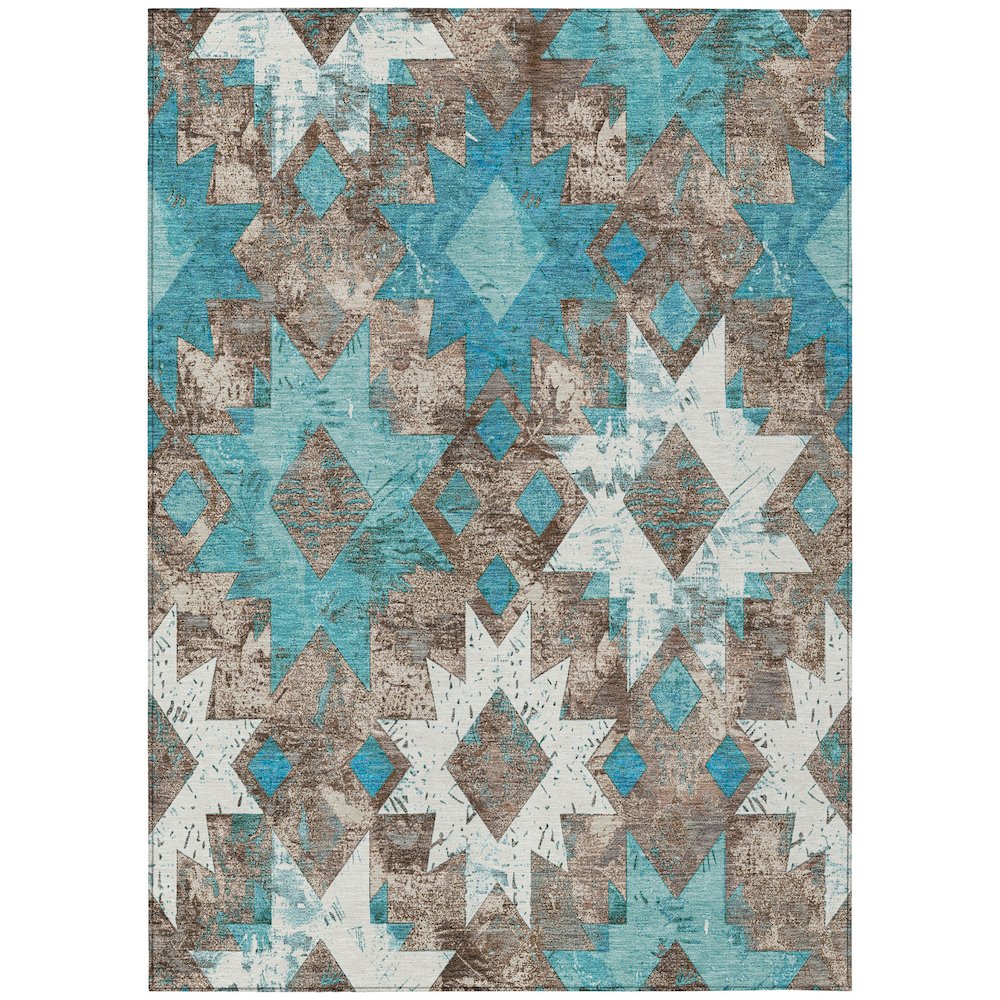 Machine Washable Indoor/Outdoor Chantille Teal 2'6" x 3'10" Rug. Picture 1