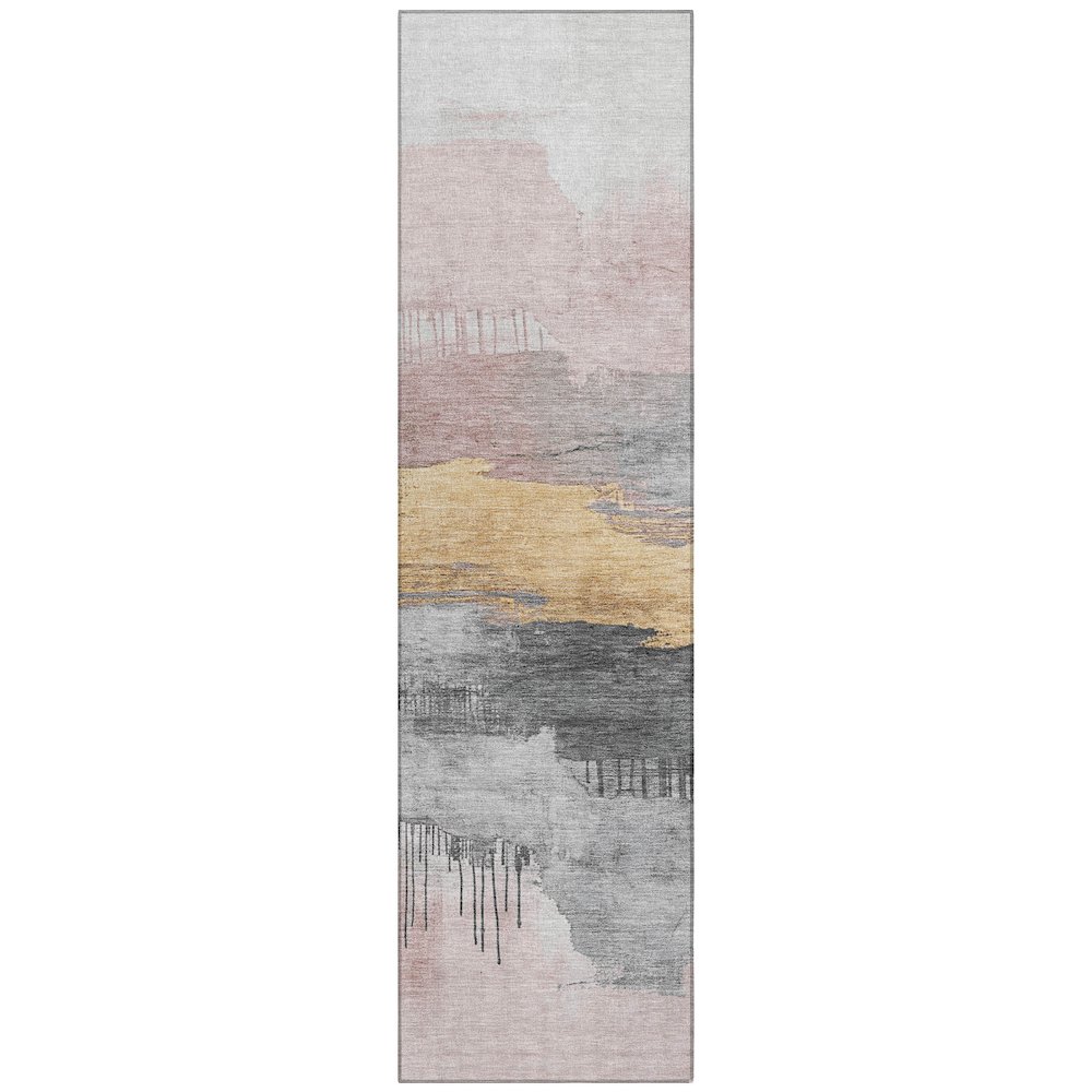 Machine Washable Indoor/Outdoor Chantille Blush 2'3" x 7'6" Runner Rug. Picture 1