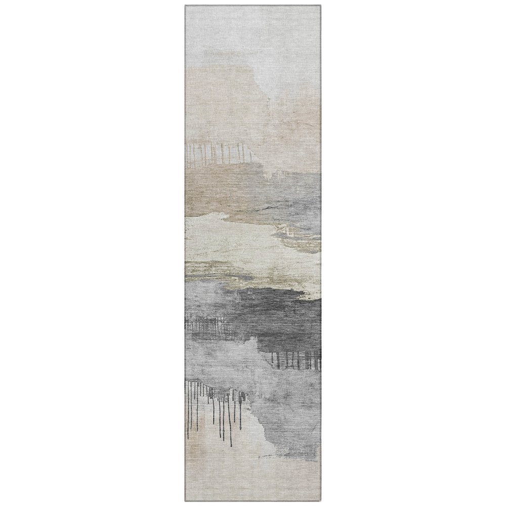 Machine Washable Indoor/Outdoor Chantille Ivory 2'3" x 7'6" Runner Rug. Picture 1