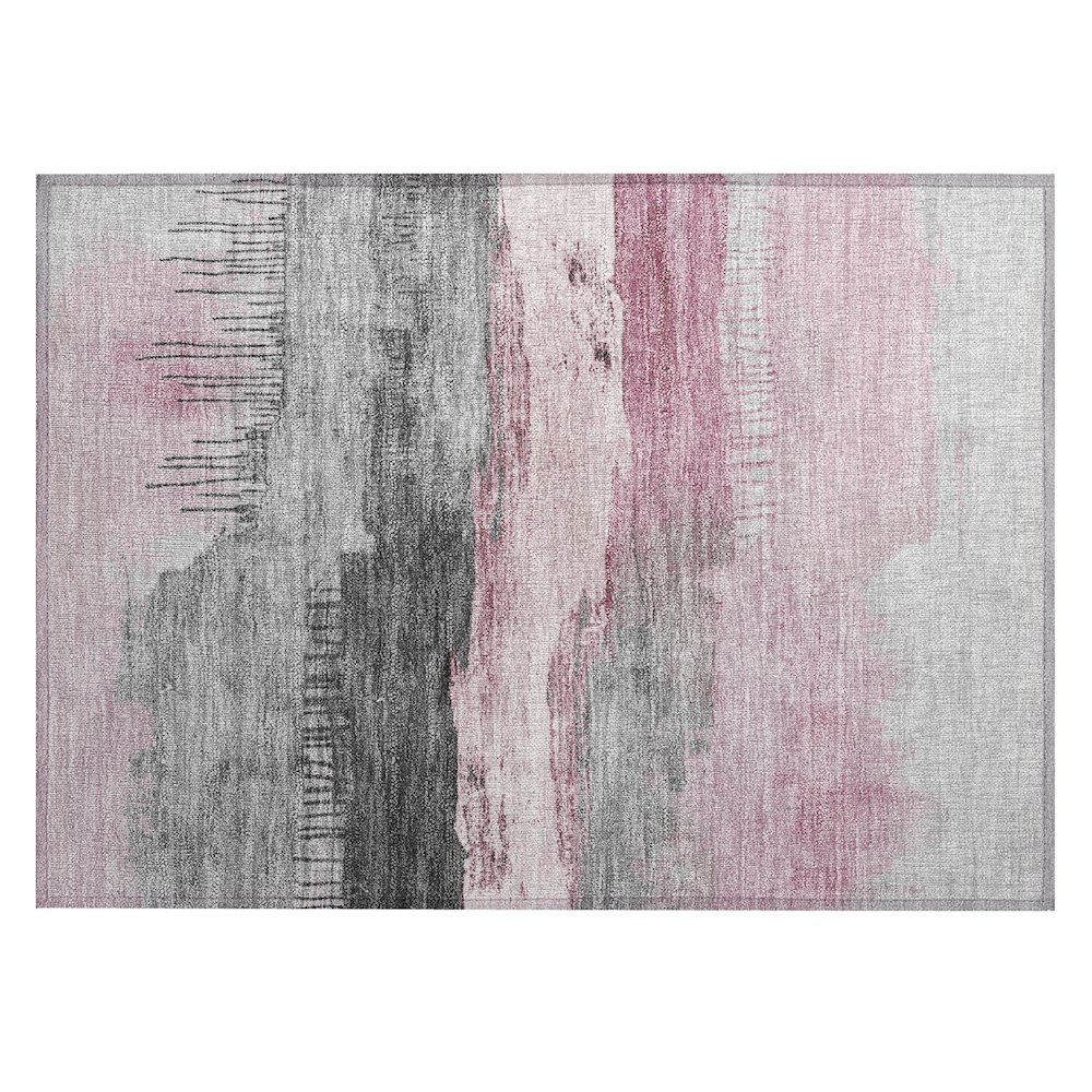 Machine Washable Indoor/Outdoor Chantille Pink 1'8" x 2'6" Rug. Picture 1