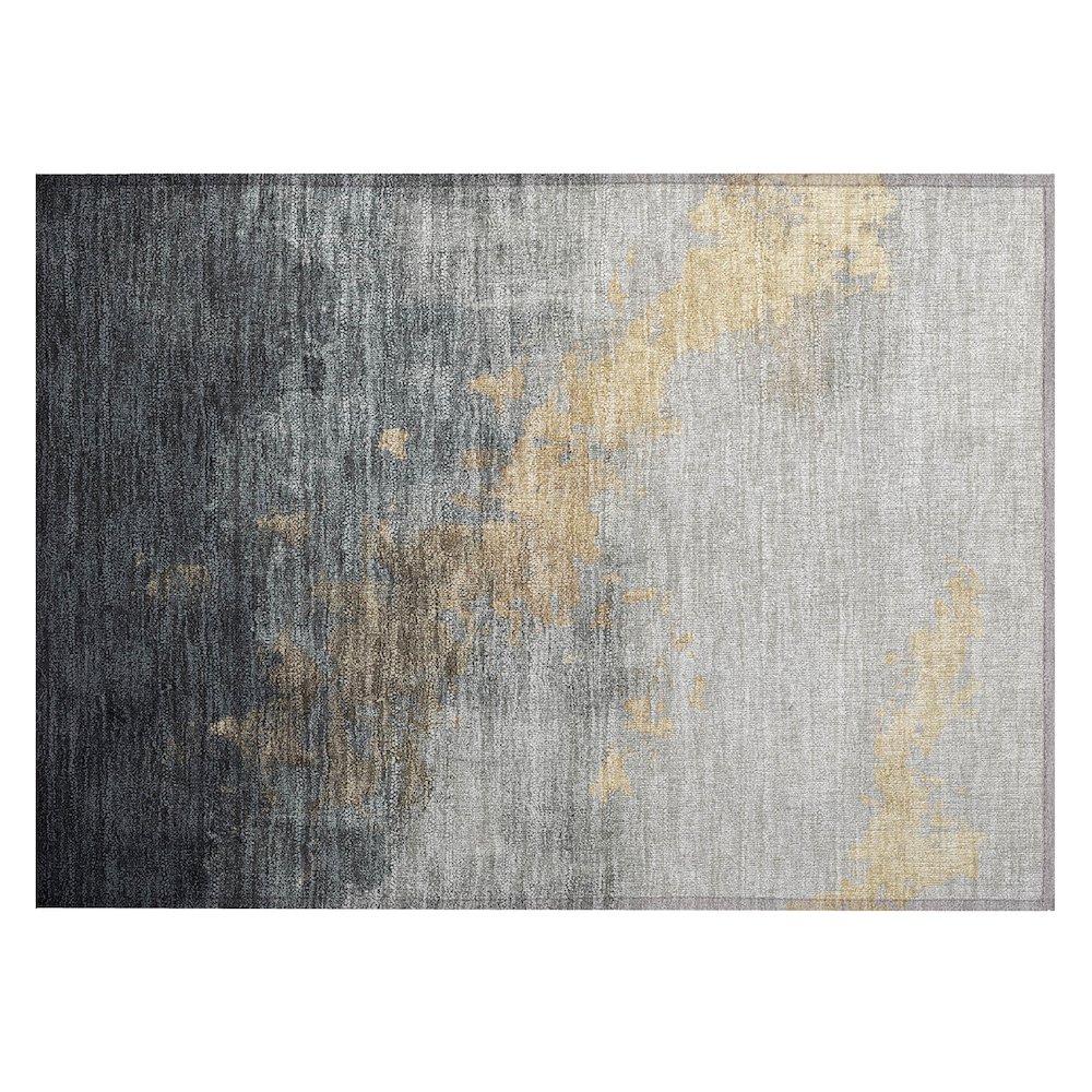 Machine Washable Indoor/Outdoor Chantille Gold 1'8" x 2'6" Rug. Picture 1