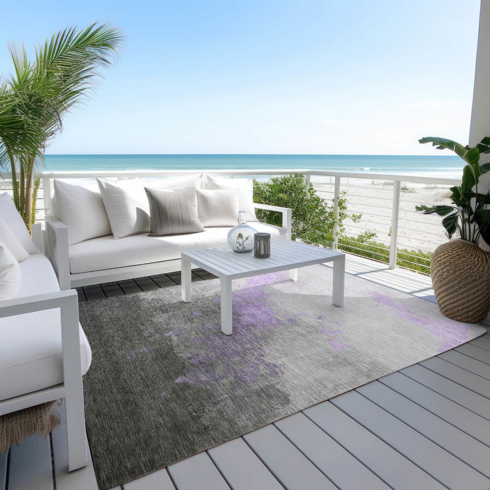 Machine Washable Indoor/Outdoor Chantille Lavender 2'6" x 3'10" Rug. Picture 7