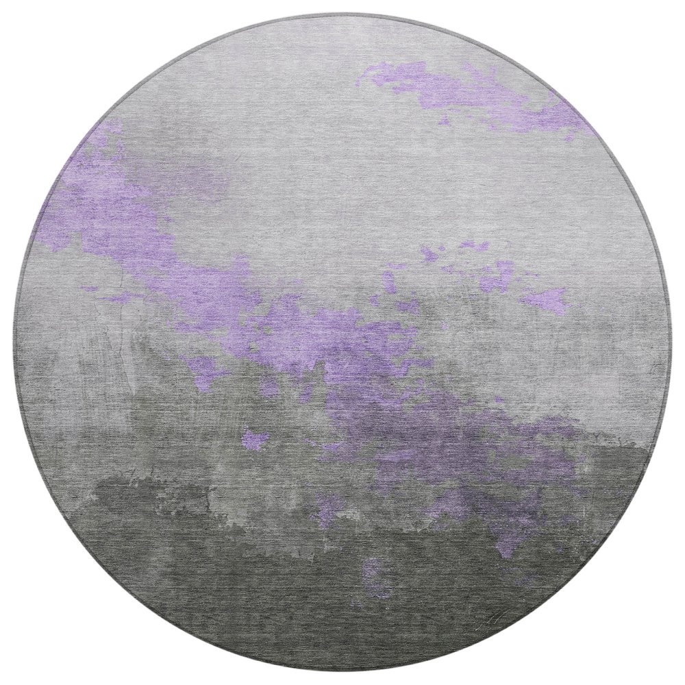 Machine Washable Indoor/Outdoor Chantille Lavender 8' x 8' Round Rug. Picture 1