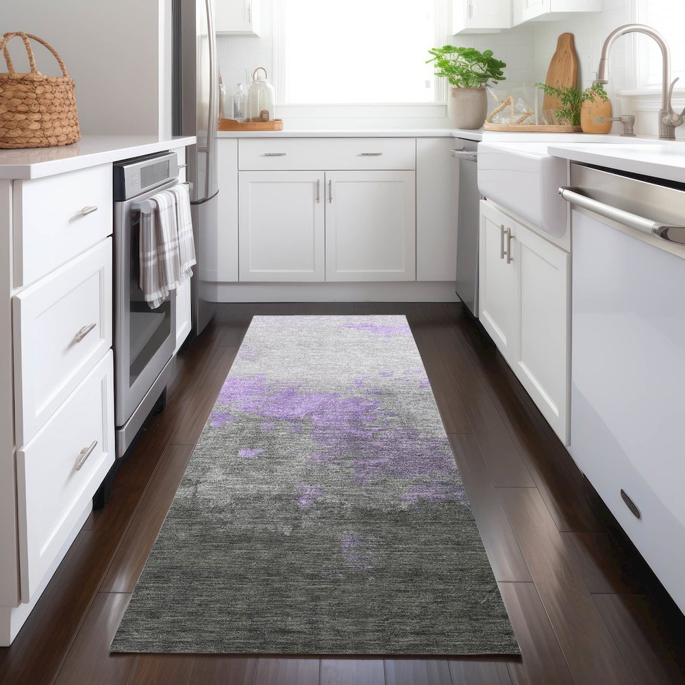 Machine Washable Indoor/Outdoor Chantille Lavender 2'3" x 7'6" Runner Rug. Picture 5