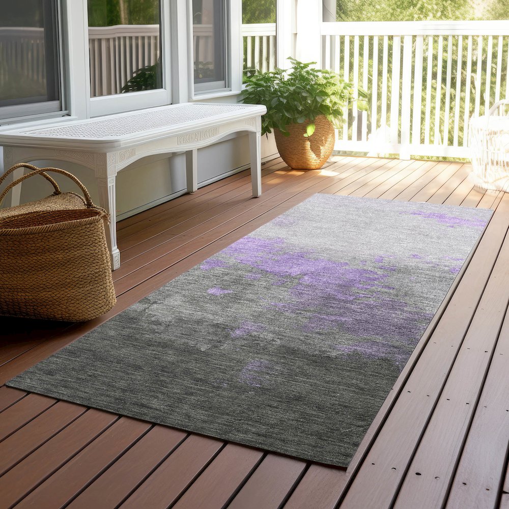 Machine Washable Indoor/Outdoor Chantille Lavender 2'3" x 7'6" Runner Rug. Picture 6