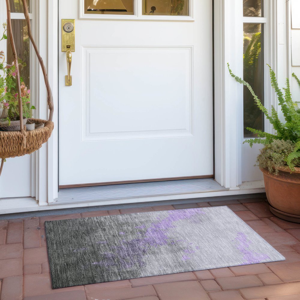 Machine Washable Indoor/Outdoor Chantille Lavender 1'8" x 2'6" Rug. Picture 6