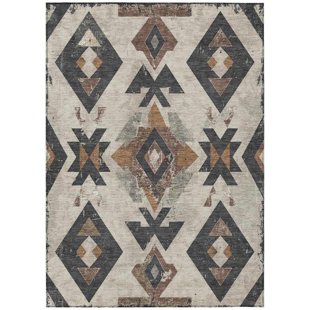 Machine Washable Indoor/Outdoor Chantille Beige 2'6" x 3'10" Rug. Picture 1