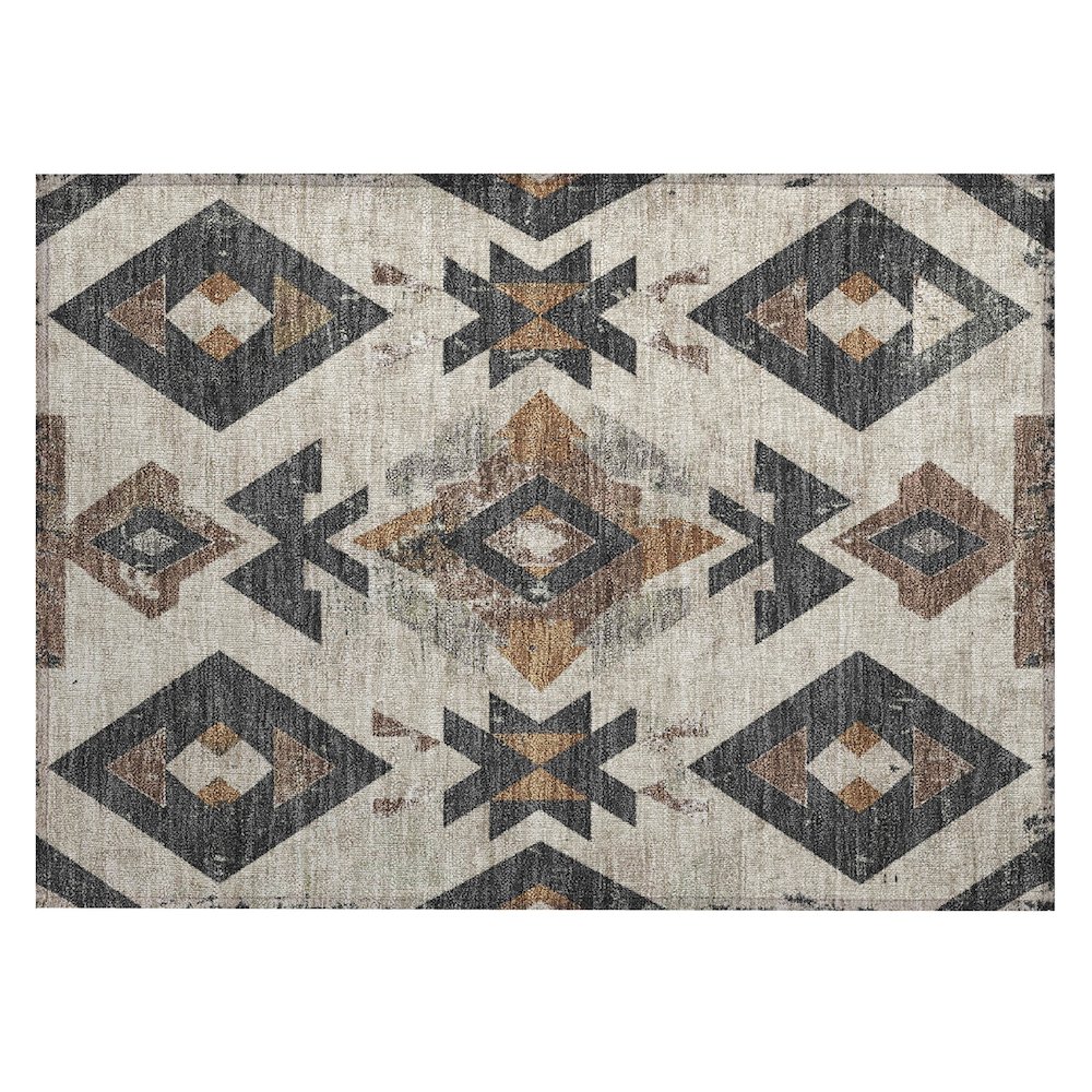 Machine Washable Indoor/Outdoor Chantille Beige 1'8" x 2'6" Rug. Picture 1