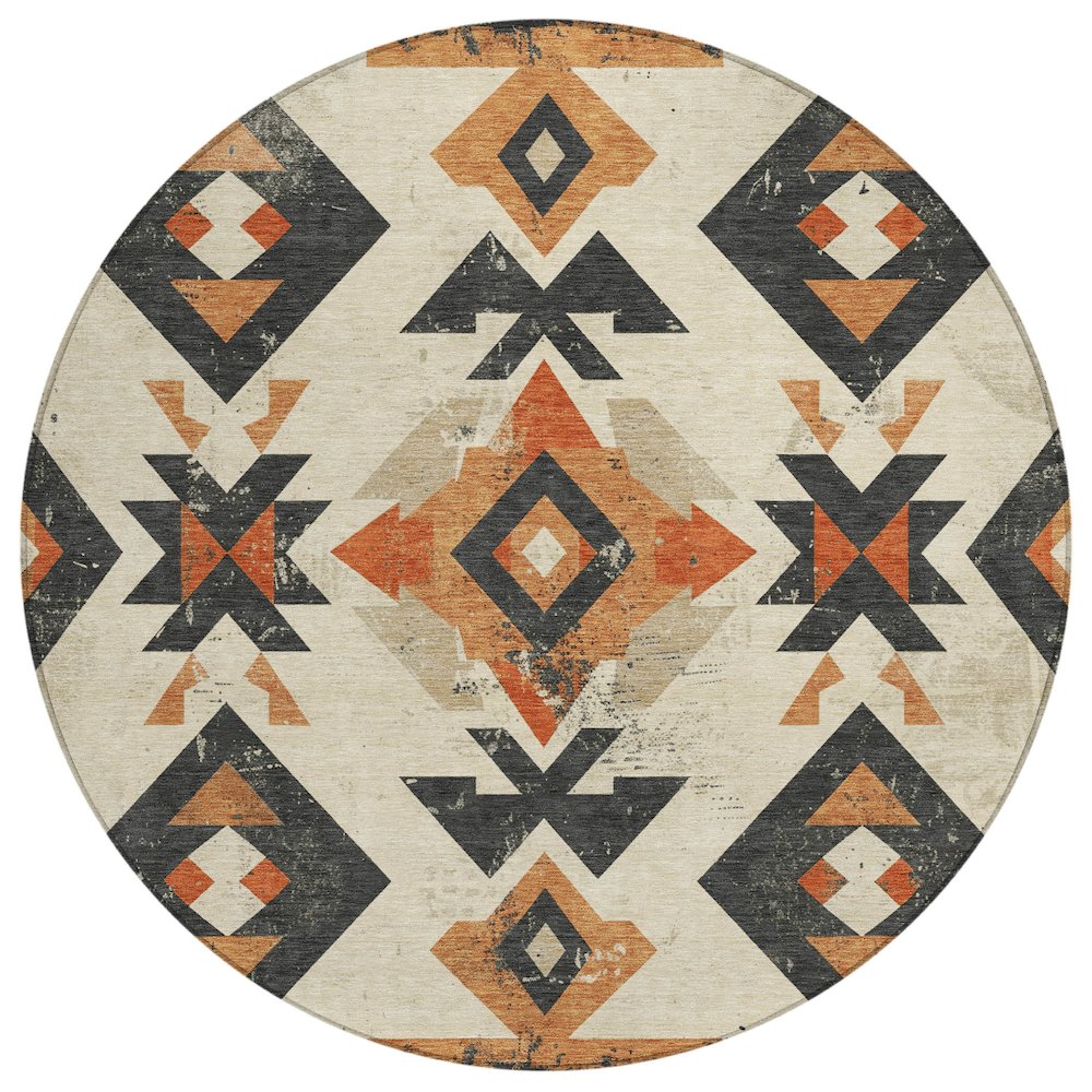 Machine Washable Indoor/Outdoor Chantille Ivory 8' x 8' Round Rug. Picture 1