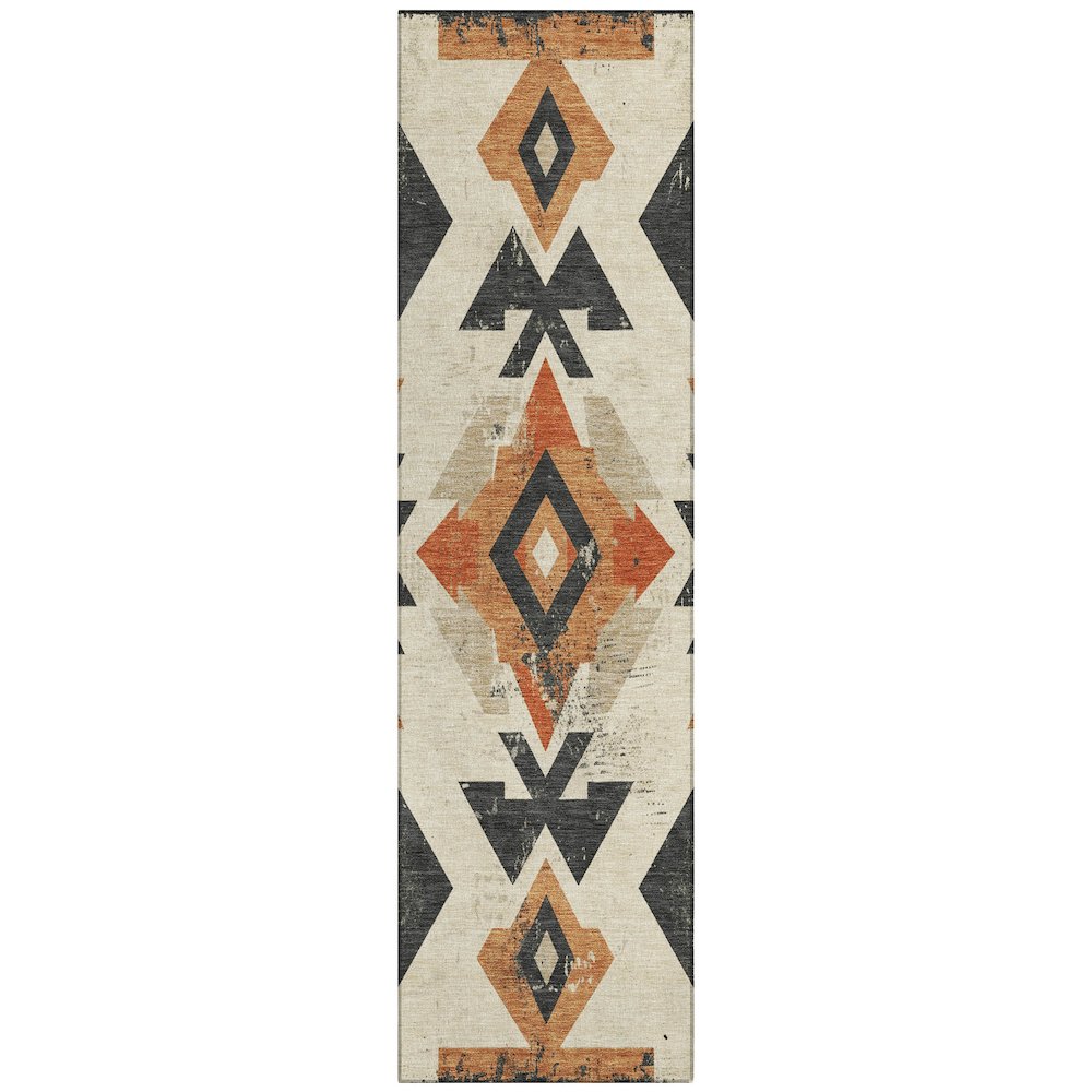 Machine Washable Indoor/Outdoor Chantille Ivory 2'3" x 7'6" Runner Rug. Picture 1