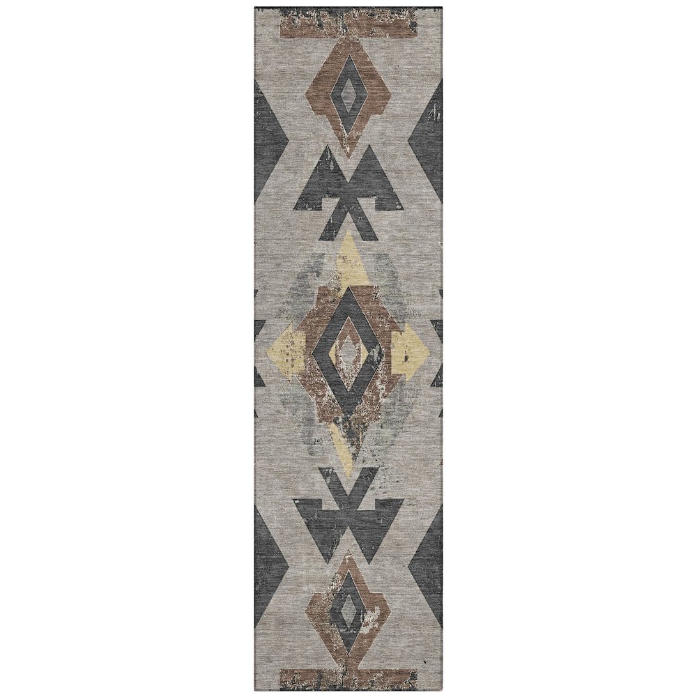 Machine Washable Indoor/Outdoor Chantille Taupe 2'3" x 7'6" Runner Rug. Picture 1