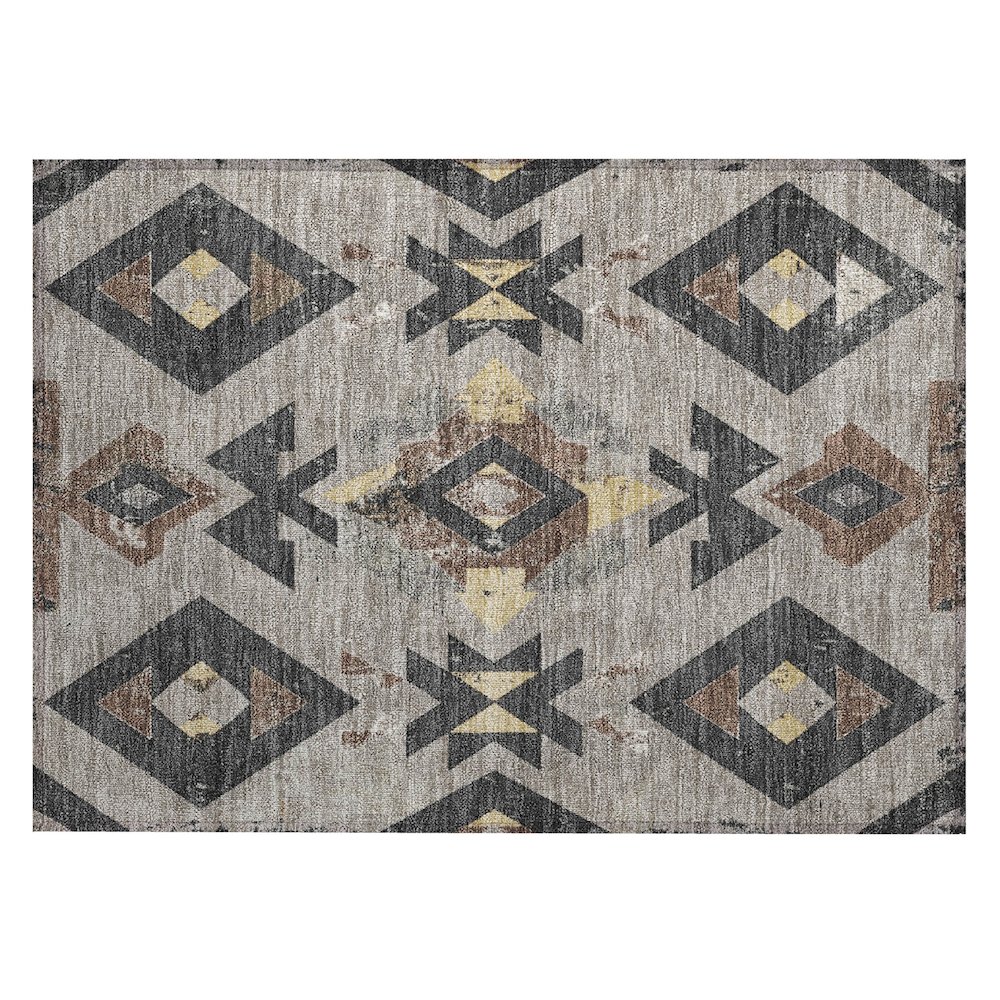 Machine Washable Indoor/Outdoor Chantille Taupe 1'8" x 2'6" Rug. Picture 1