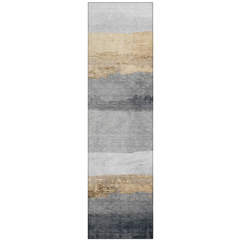 Machine Washable Indoor/Outdoor Chantille Gold 2'3" x 7'6" Runner Rug. Picture 1