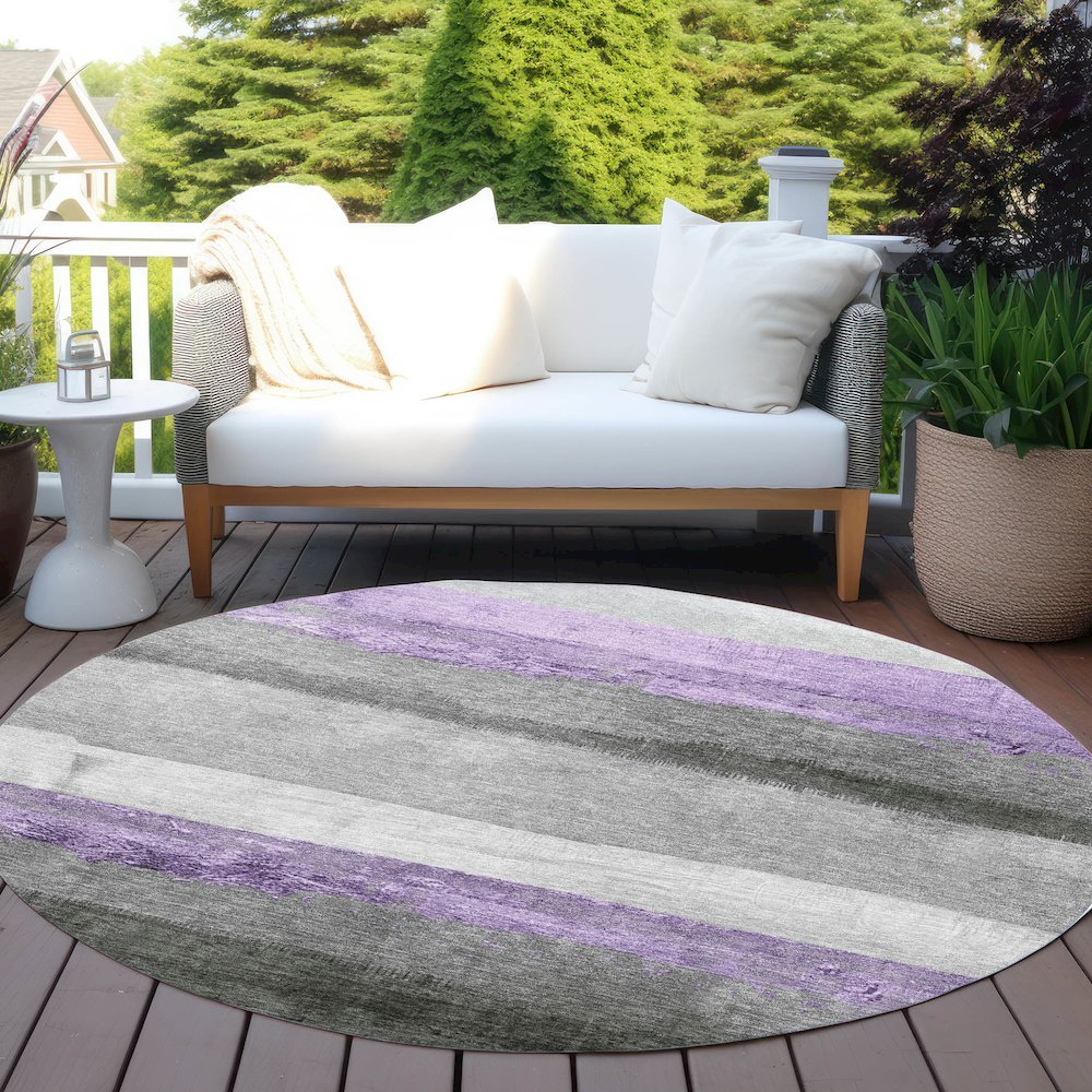 Machine Washable Indoor/Outdoor Chantille Lavender 8' x 8' Round Rug. Picture 6