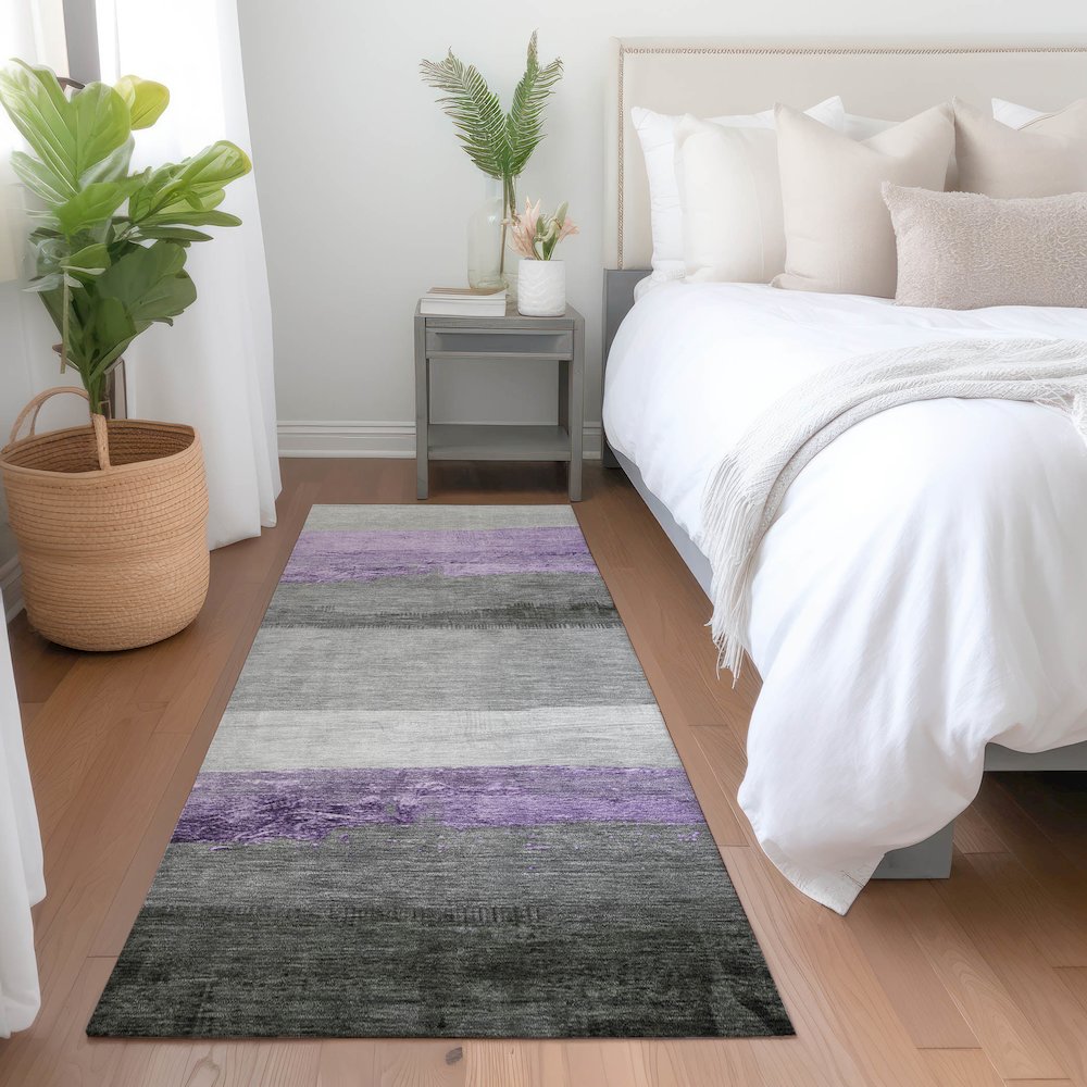 Machine Washable Indoor/Outdoor Chantille Lavender 2'3" x 7'6" Runner Rug. Picture 5