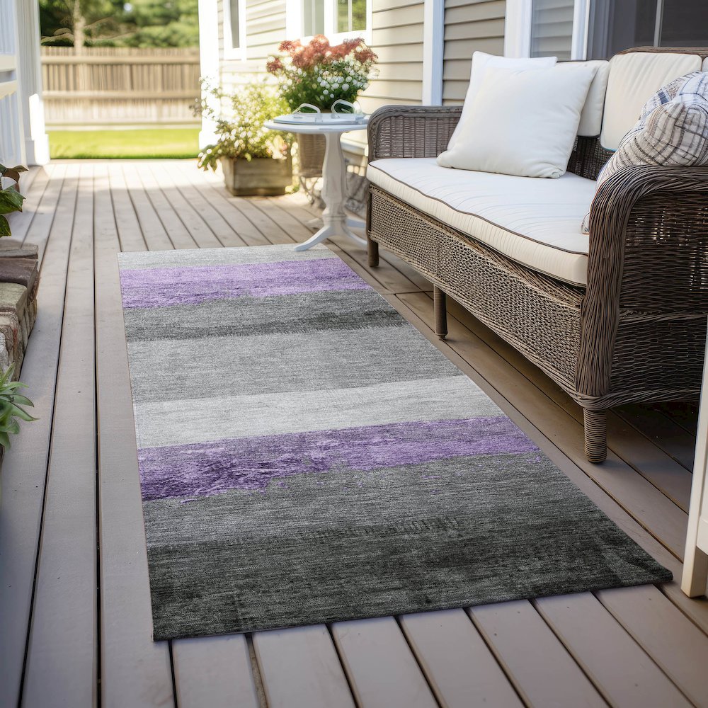 Machine Washable Indoor/Outdoor Chantille Lavender 2'3" x 7'6" Runner Rug. Picture 6