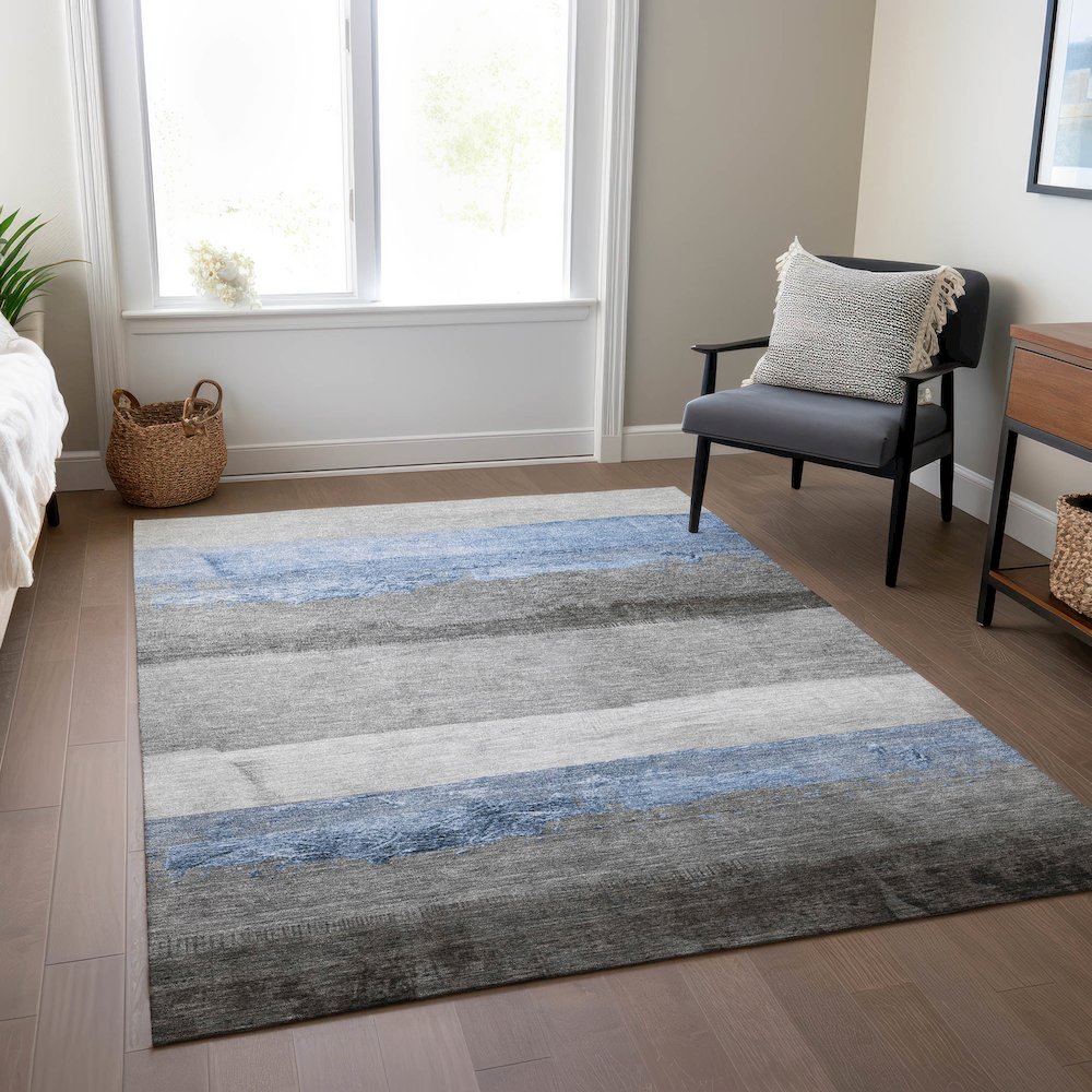 Machine Washable Indoor/Outdoor Chantille Sky 2'6" x 3'10" Rug. Picture 6