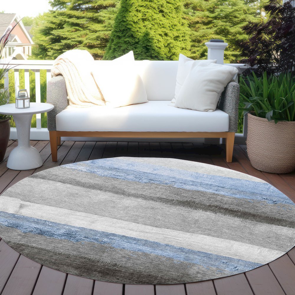Machine Washable Indoor/Outdoor Chantille Sky 8' x 8' Round Rug. Picture 6