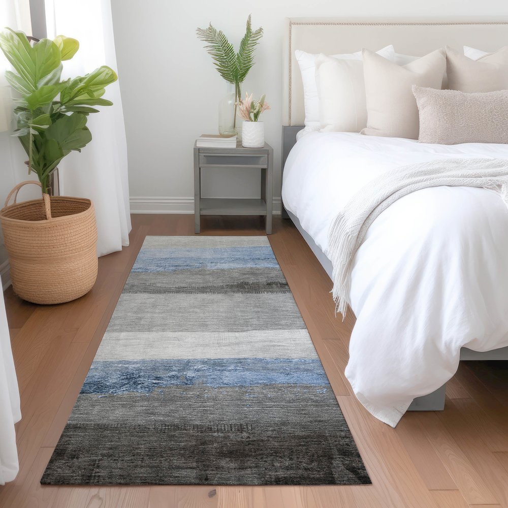 Machine Washable Indoor/Outdoor Chantille Sky 2'3" x 7'6" Runner Rug. Picture 5
