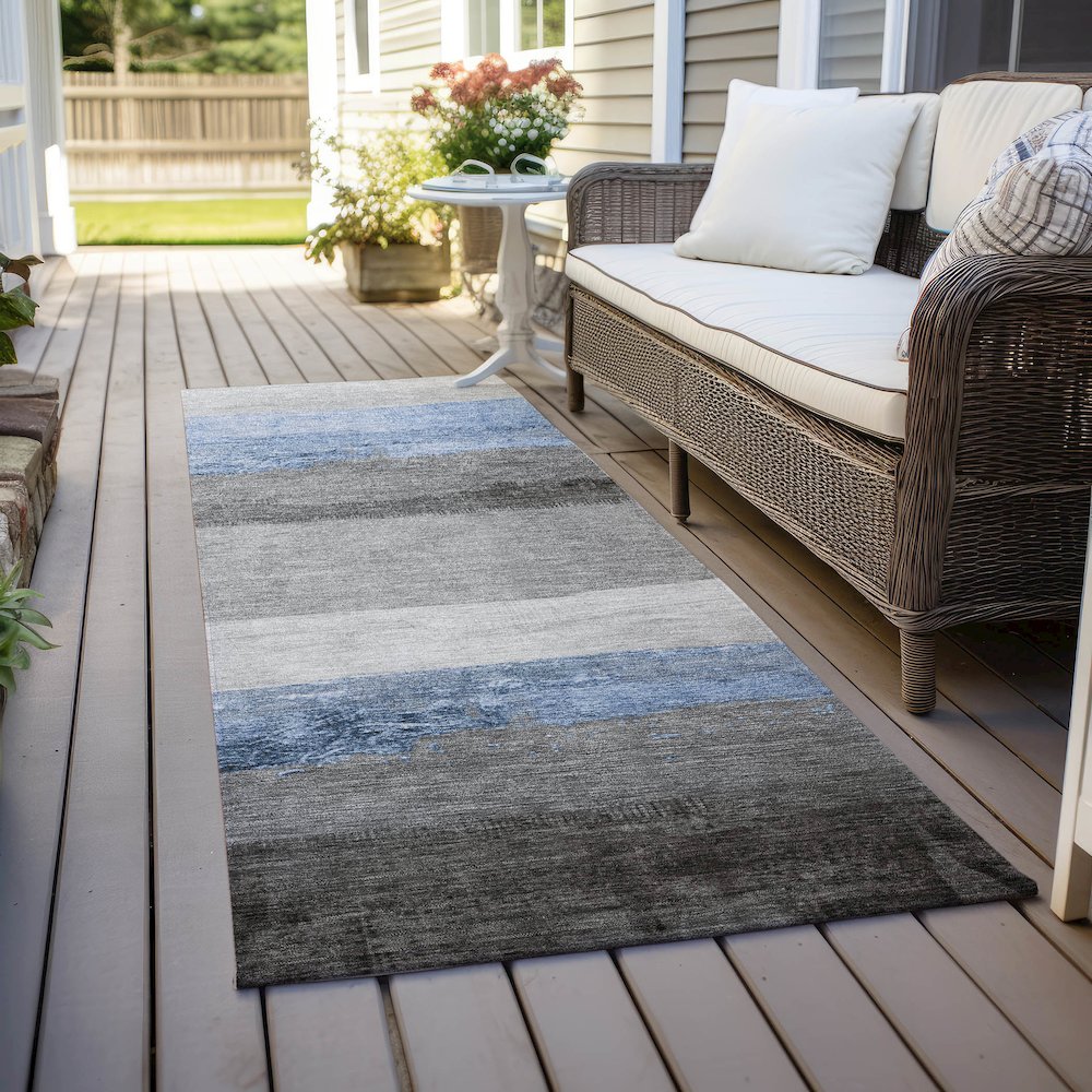 Machine Washable Indoor/Outdoor Chantille Sky 2'3" x 7'6" Runner Rug. Picture 6