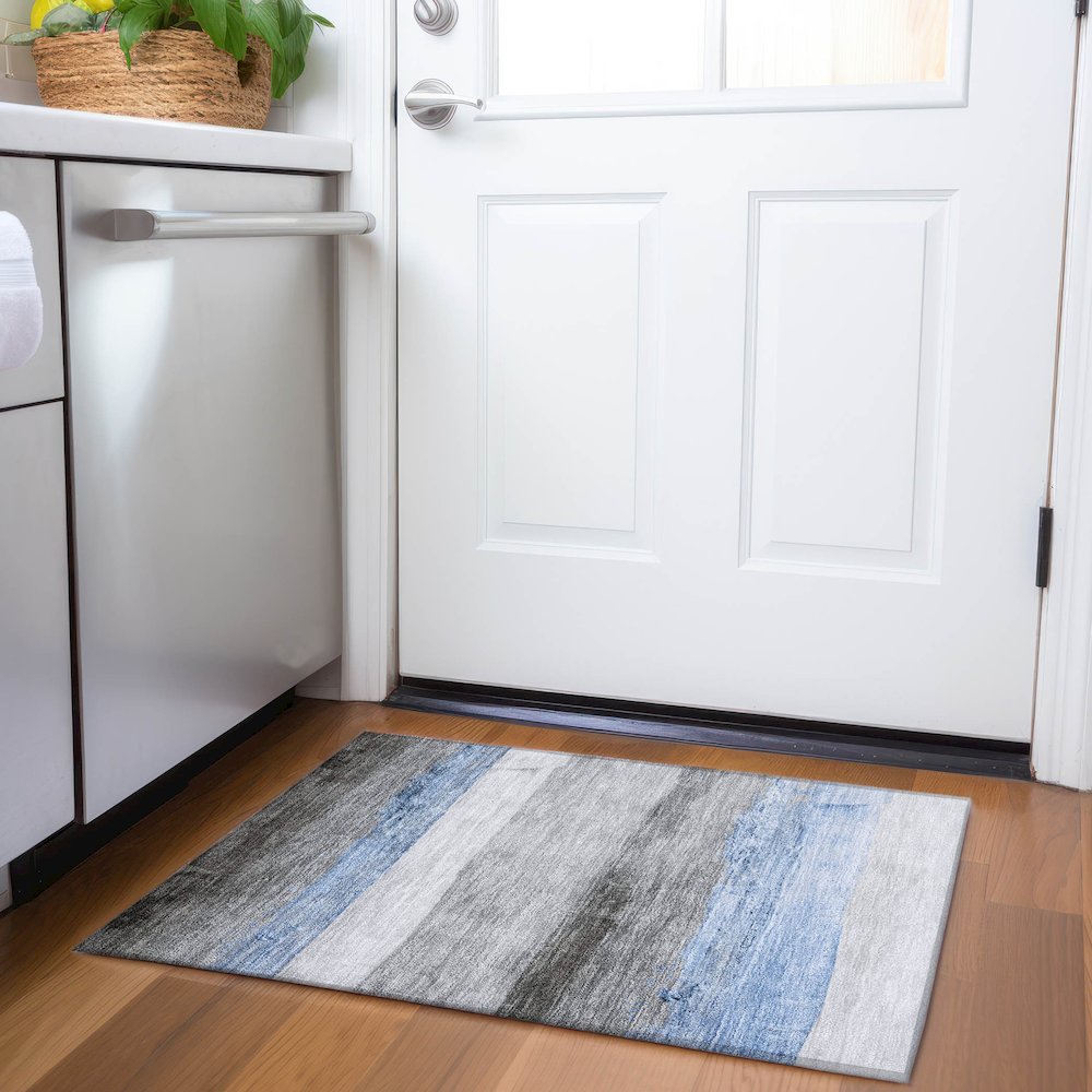 Machine Washable Indoor/Outdoor Chantille Sky 1'8" x 2'6" Rug. Picture 5