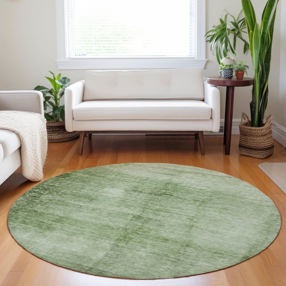 Machine Washable Indoor/Outdoor Chantille Aloe 8' x 8' Round Rug. Picture 5