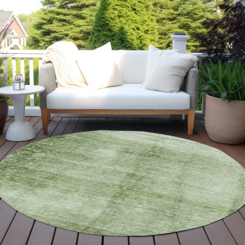 Machine Washable Indoor/Outdoor Chantille Aloe 8' x 8' Round Rug. Picture 6