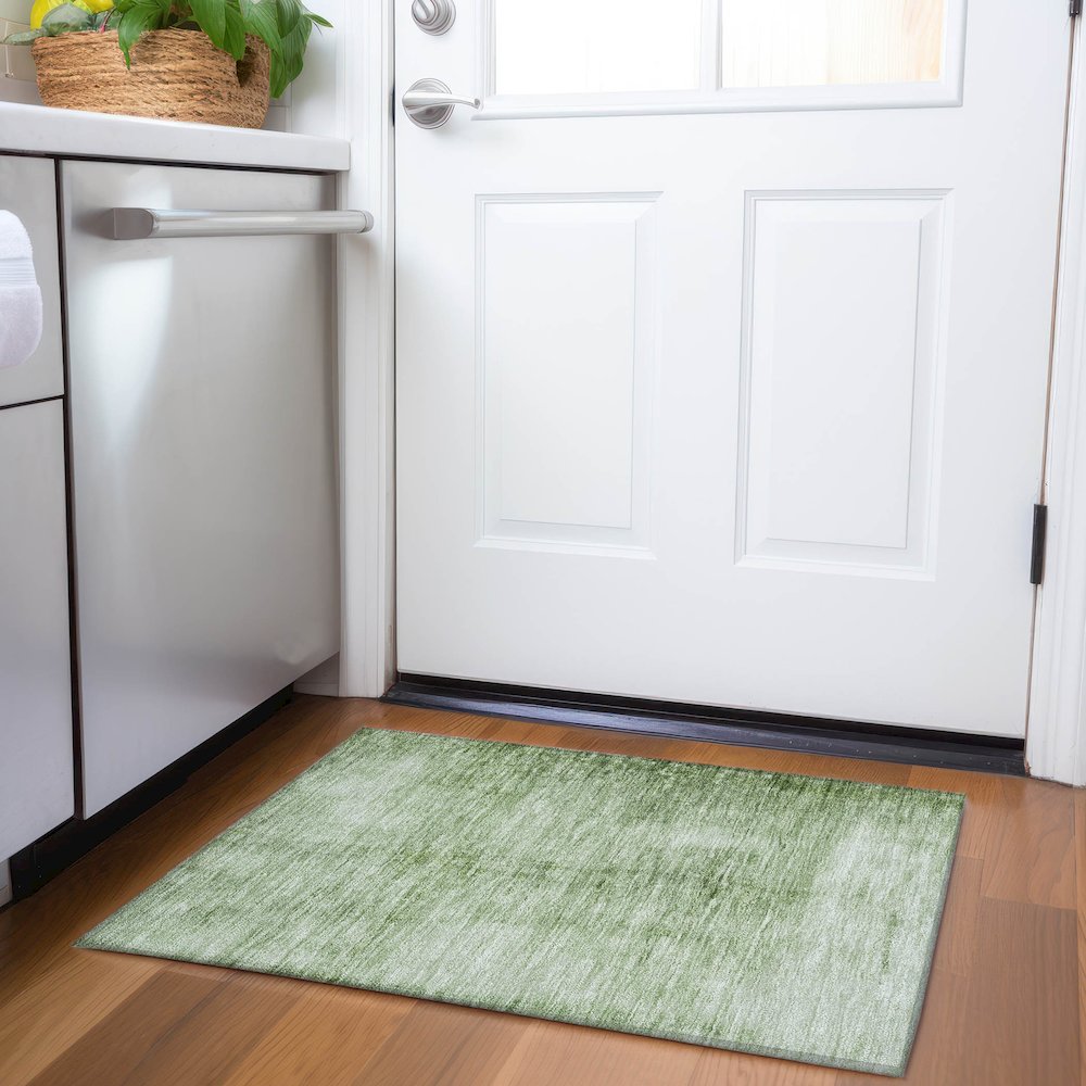 Machine Washable Indoor/Outdoor Chantille Aloe 1'8" x 2'6" Rug. Picture 5