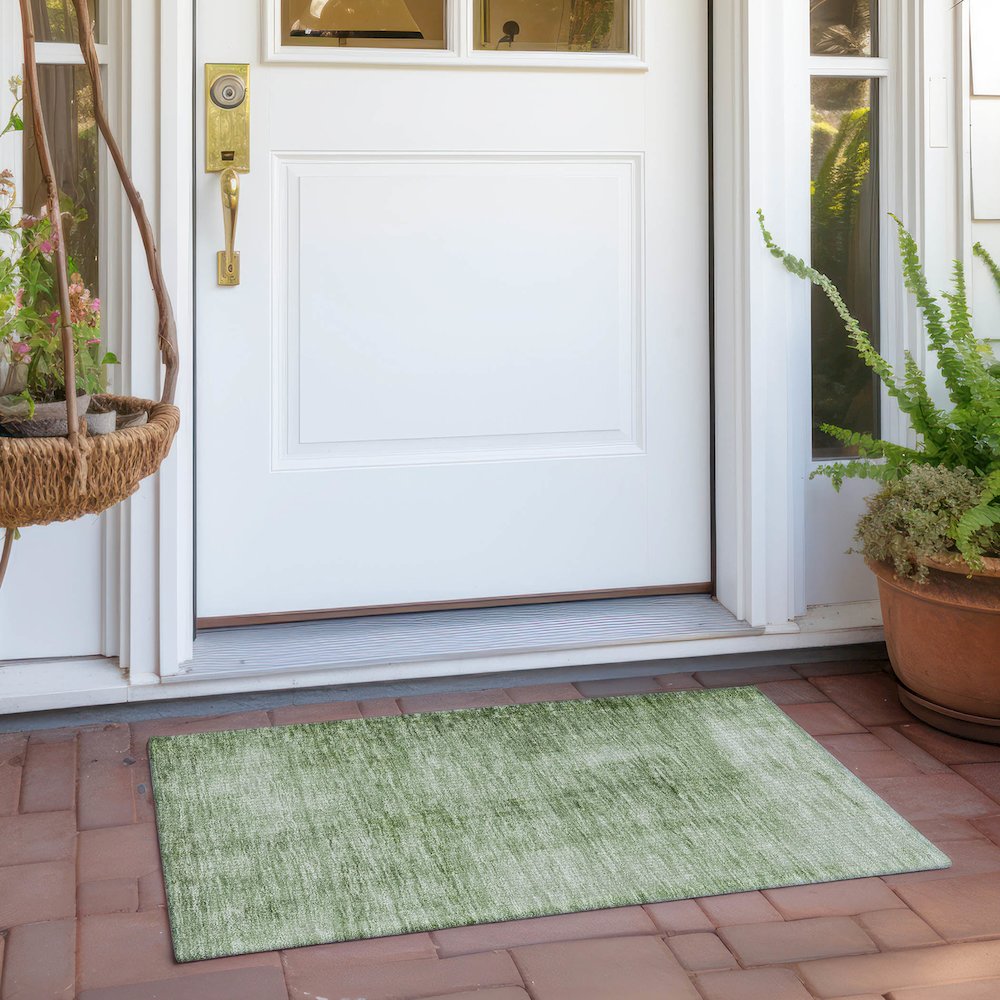 Machine Washable Indoor/Outdoor Chantille Aloe 1'8" x 2'6" Rug. Picture 6