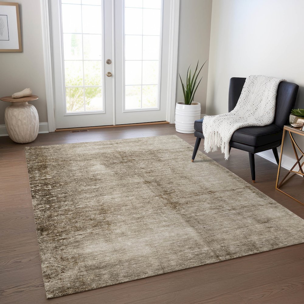 Machine Washable Indoor/Outdoor Chantille Beige 2'6" x 3'10" Rug. Picture 5