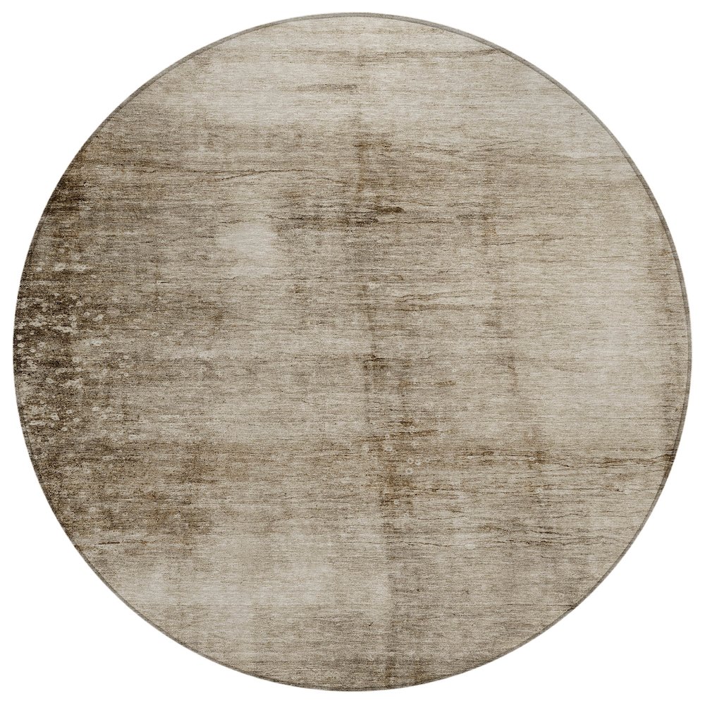 Machine Washable Indoor/Outdoor Chantille Beige 8' x 8' Round Rug. Picture 1