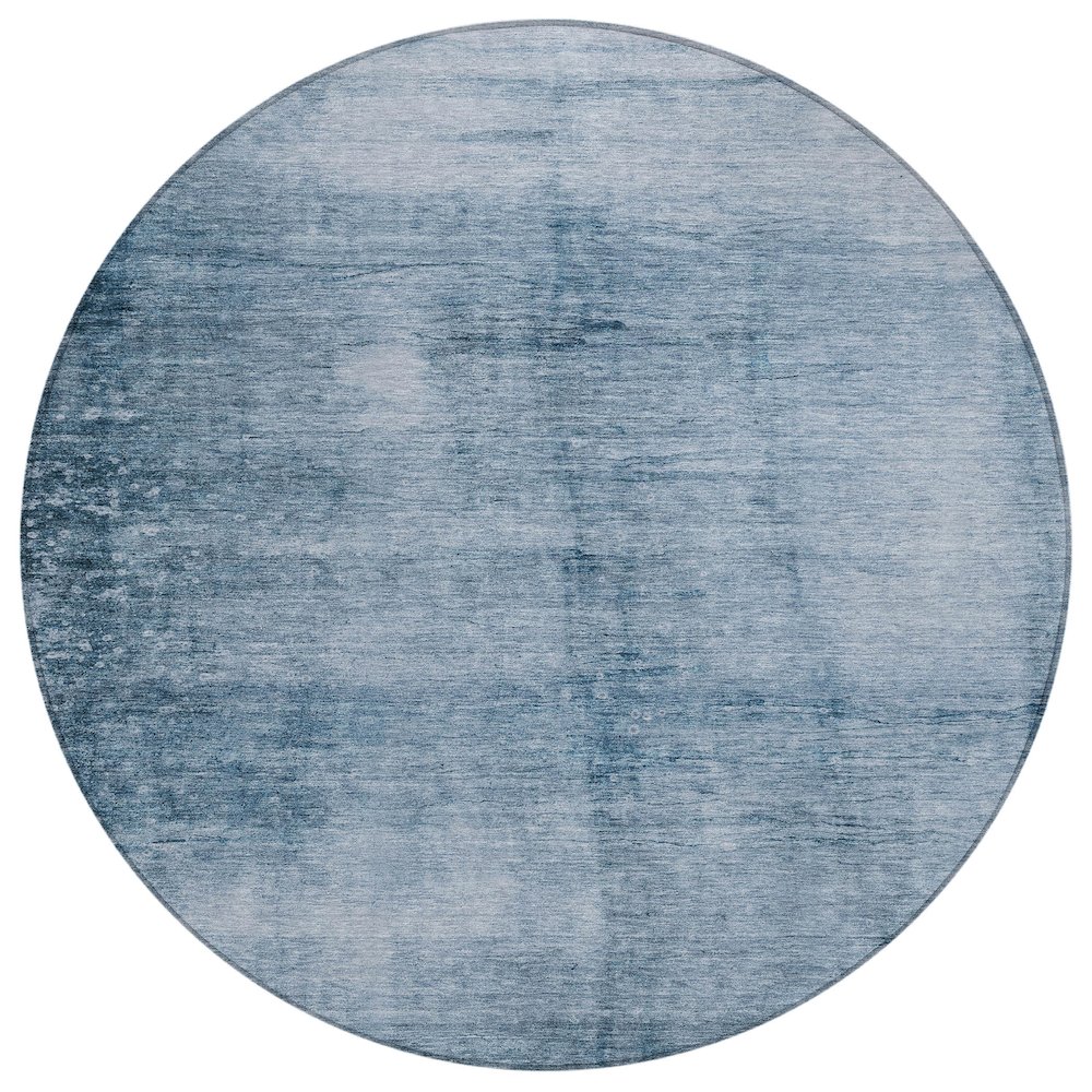 Machine Washable Indoor/Outdoor Chantille Denim 8' x 8' Round Rug. Picture 1